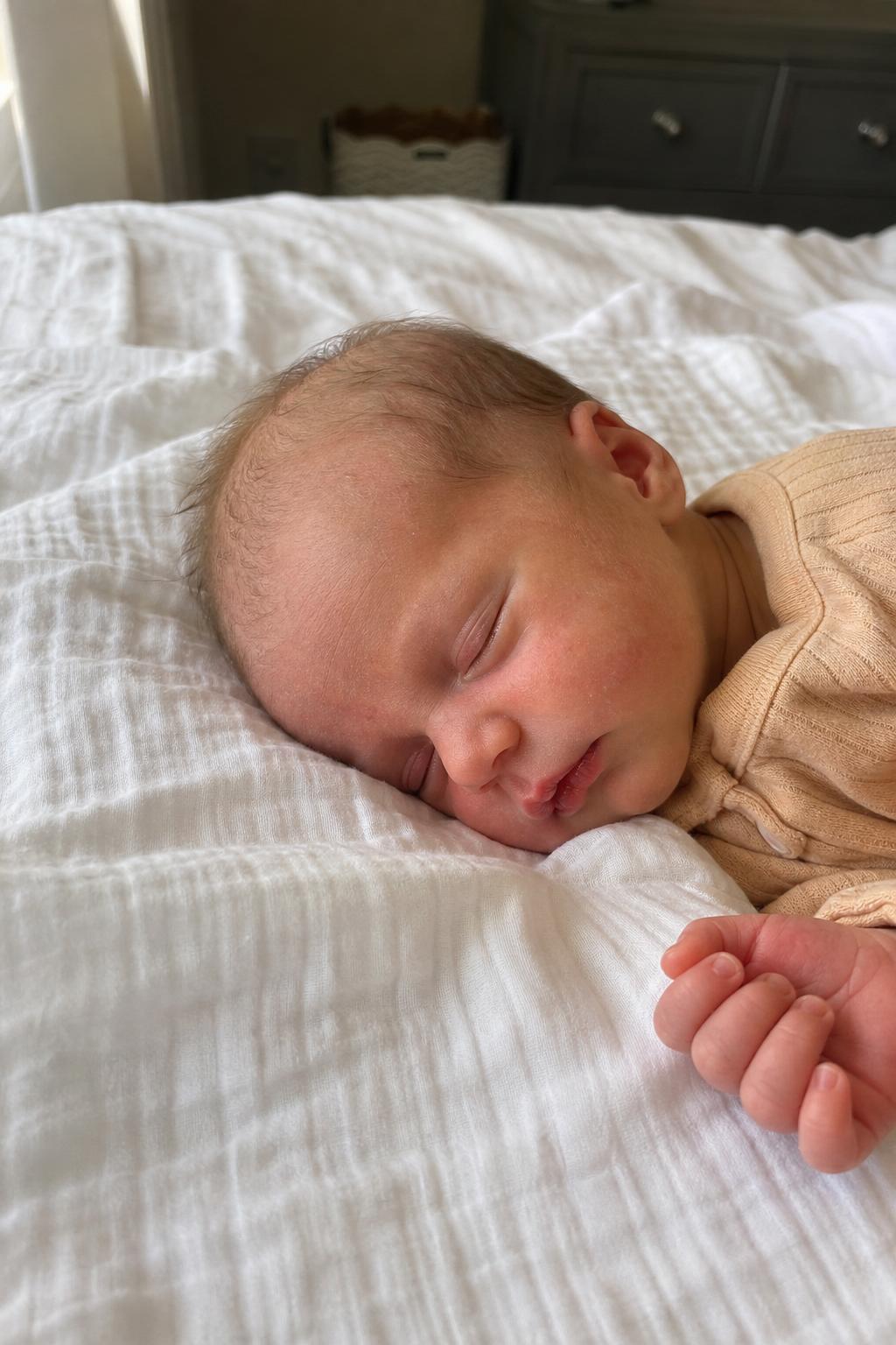 Original phone photo of a newborn